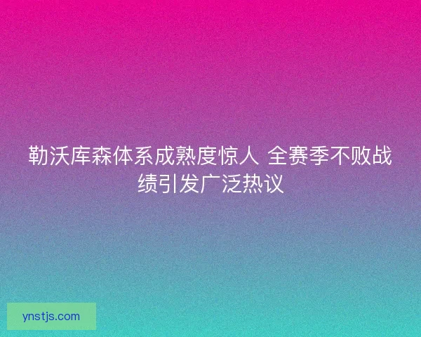 勒沃库森体系成熟度惊人 全赛季不败战绩引发广泛热议