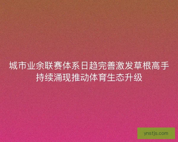 城市业余联赛体系日趋完善激发草根高手持续涌现推动体育生态升级
