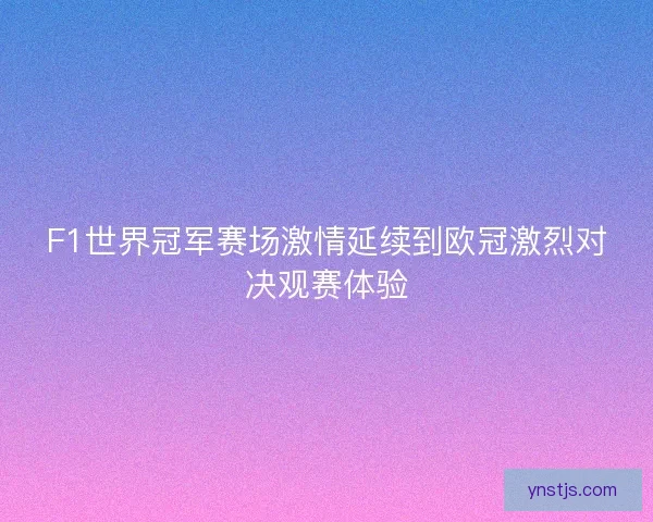F1世界冠军赛场激情延续到欧冠激烈对决观赛体验