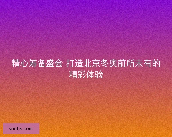 精心筹备盛会 打造北京冬奥前所未有的精彩体验