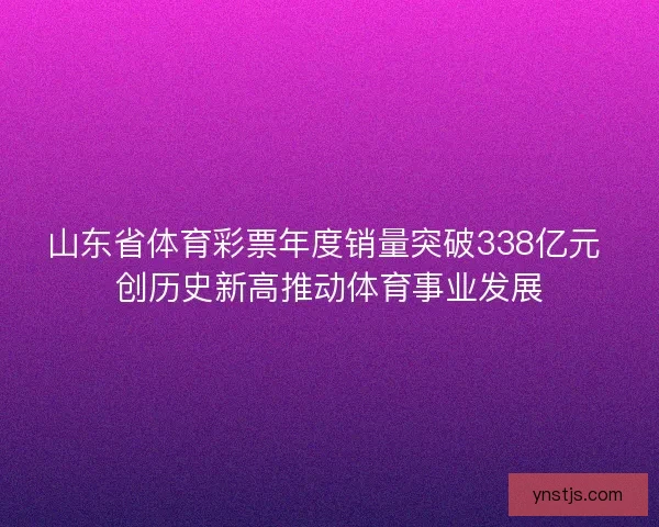 山东省体育彩票年度销量突破338亿元 创历史新高推动体育事业发展