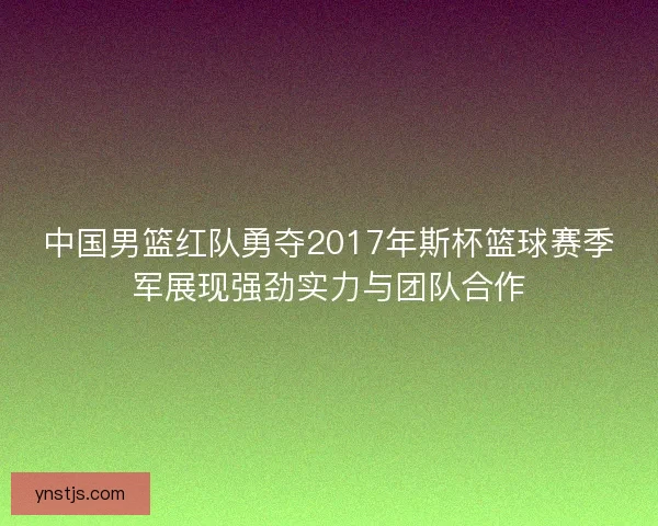 中国男篮红队勇夺2017年斯杯篮球赛季军展现强劲实力与团队合作